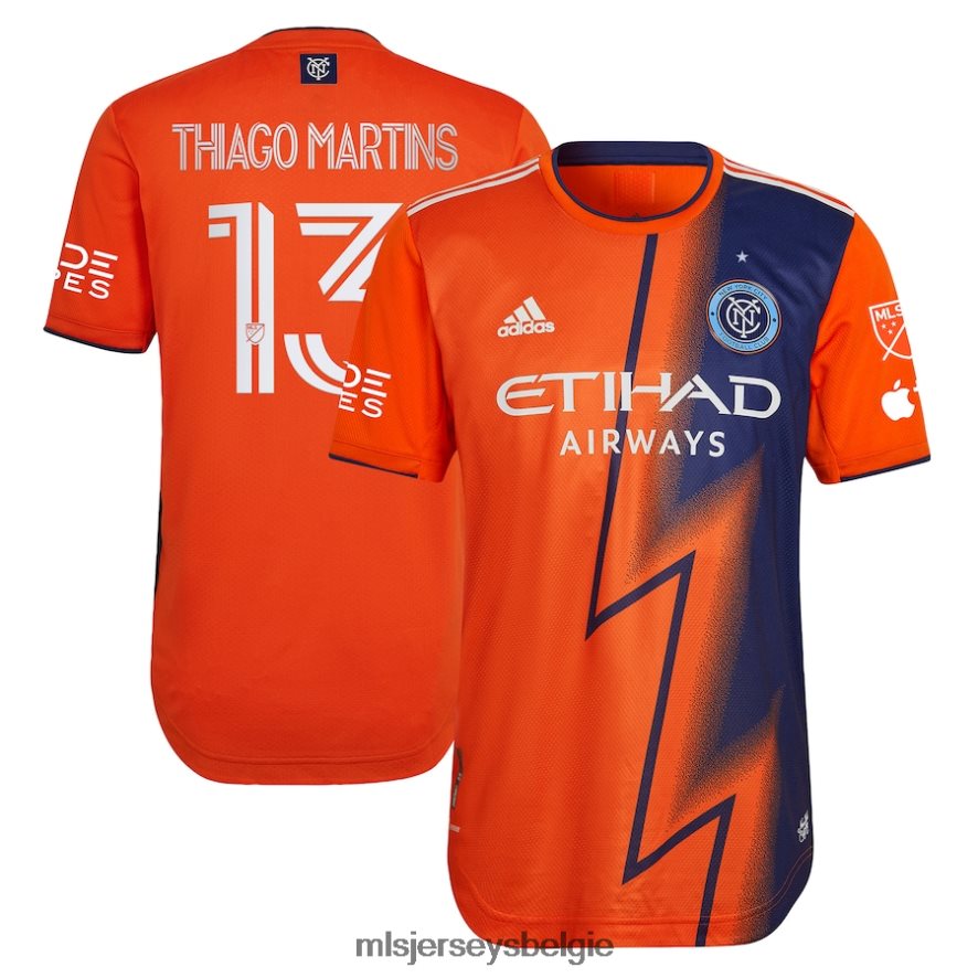 Jersey zijn MLS Jerseys Heren New York City FC Thiago Martins adidas oranje 2023 de volt kit authentieke spelerstrui 4P40P41076